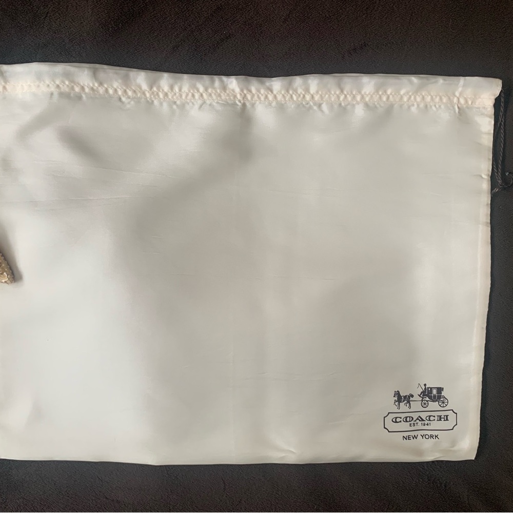 COACH medium size, cream, color, drawstring satiny feel dust bag LNWOT